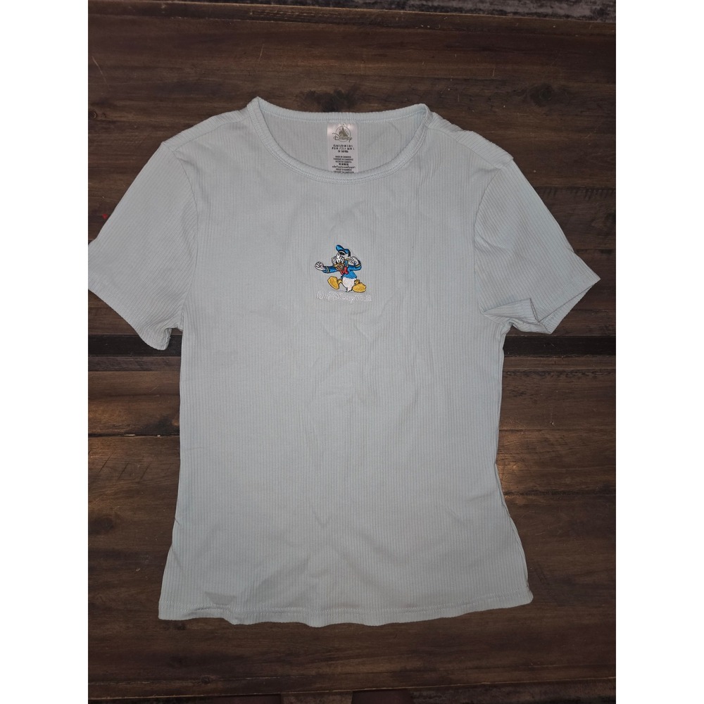Disney Walt Disney World Donald Duck Embroidered Ribbed T-Shirt Women's S